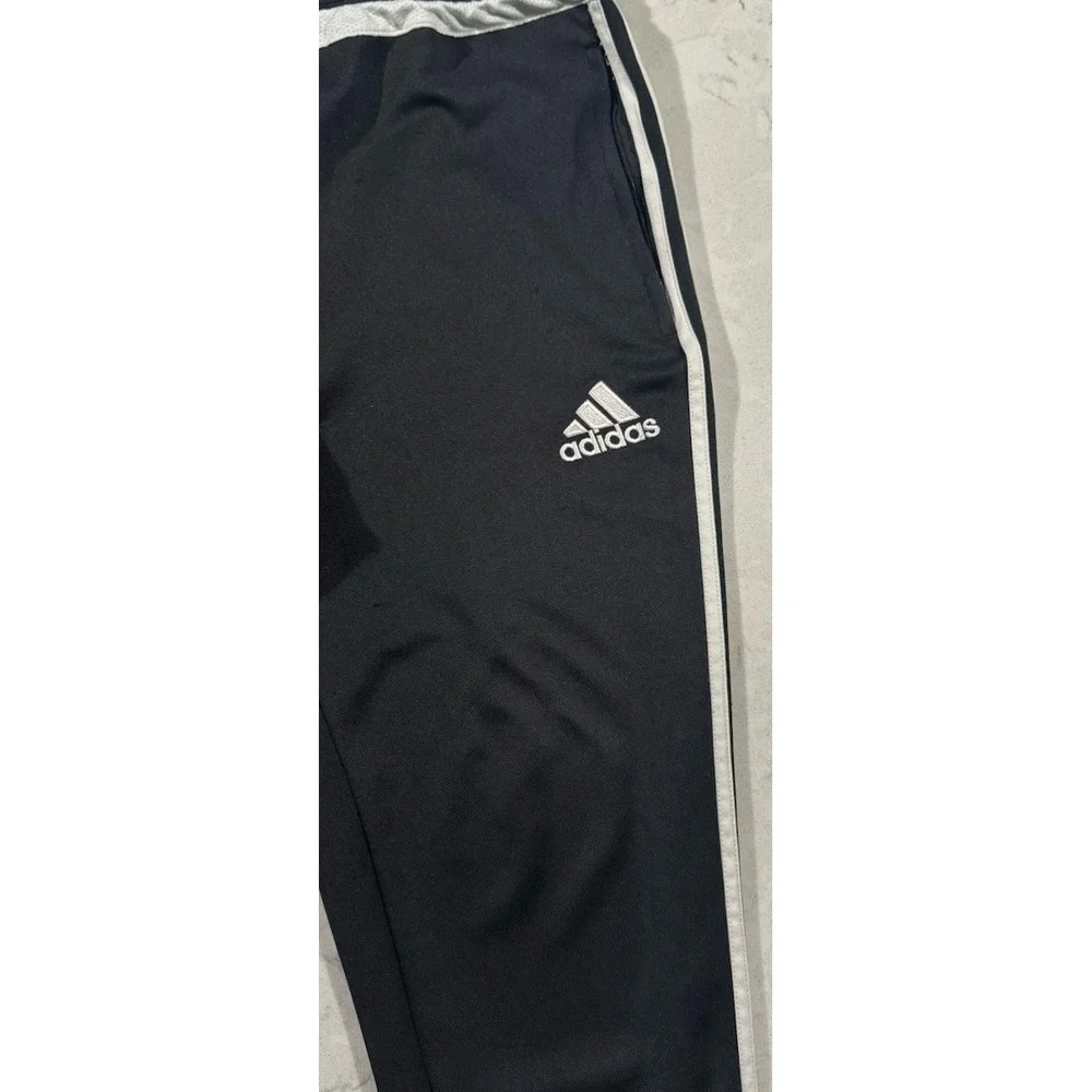 Adidas Track Pants Mens Medium Black Climacool Tapered 3 Stripe Zip Ankle
